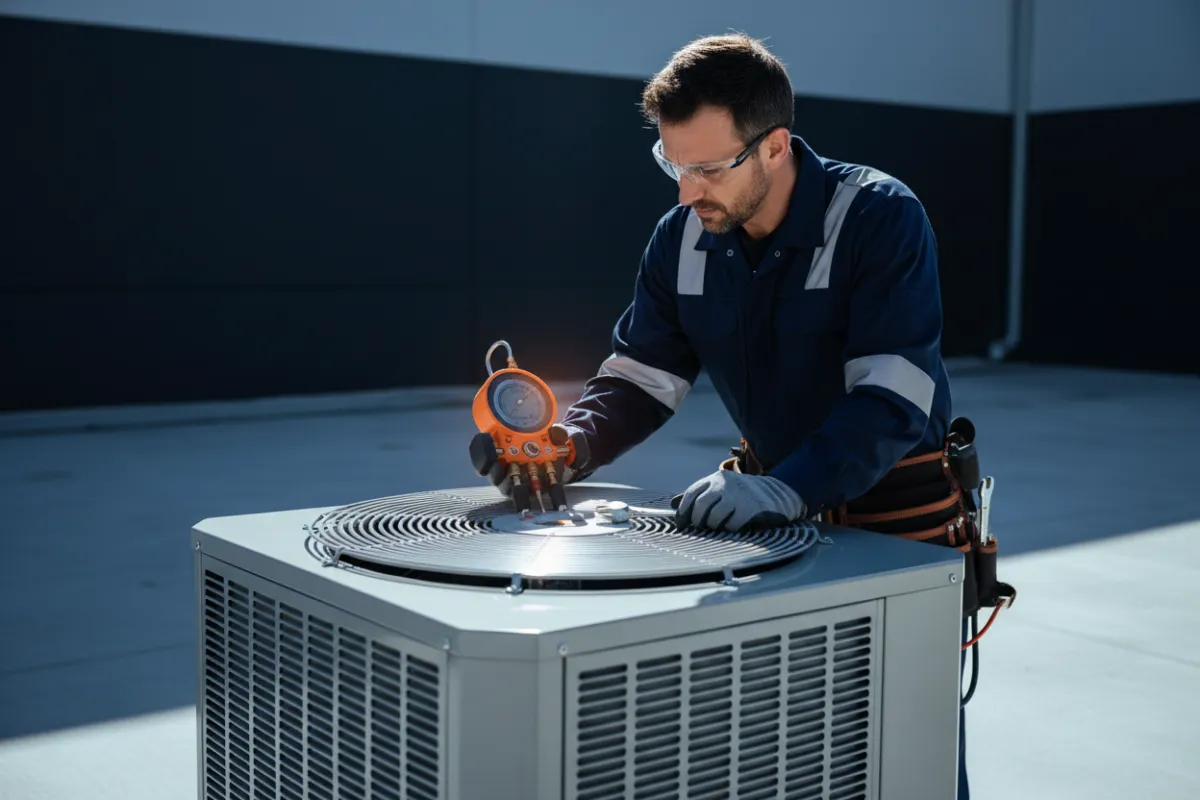 HVAC professional working on site
