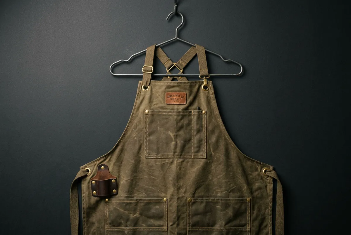 Waxed Canvas Heavy-Duty Work Apron with Brass Hardware