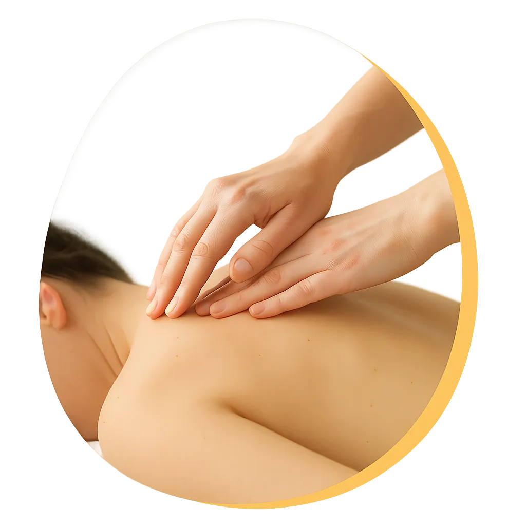 A photo illustrating the light, rolling movements of the Bowen Technique therapy