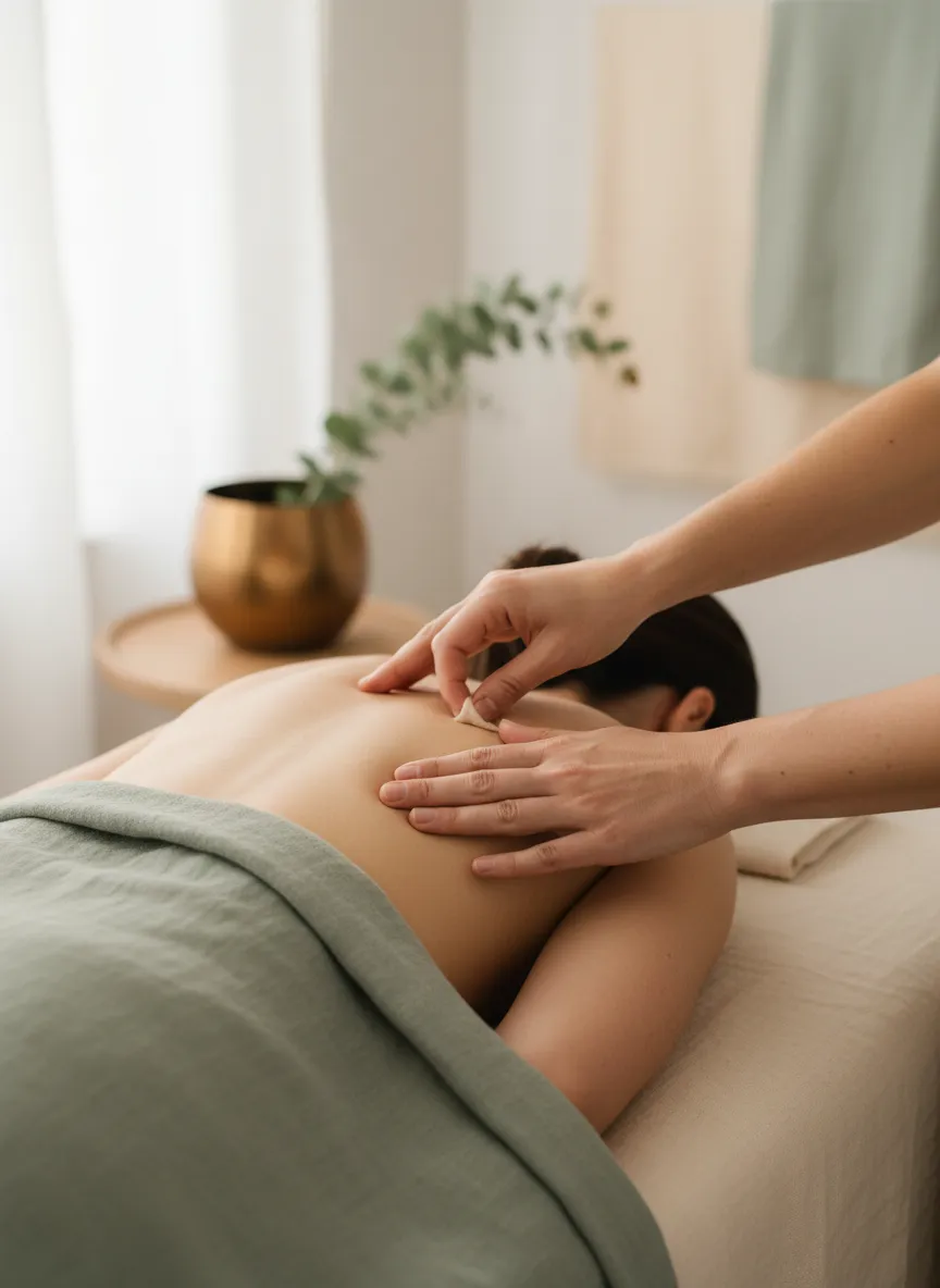 Serene view of therapeutic touch emphasizing the gentle nature of the Bowen Technique