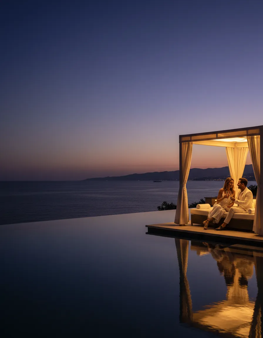 Luxury resort pool overlooking the ocean representing the traveler lifestyle