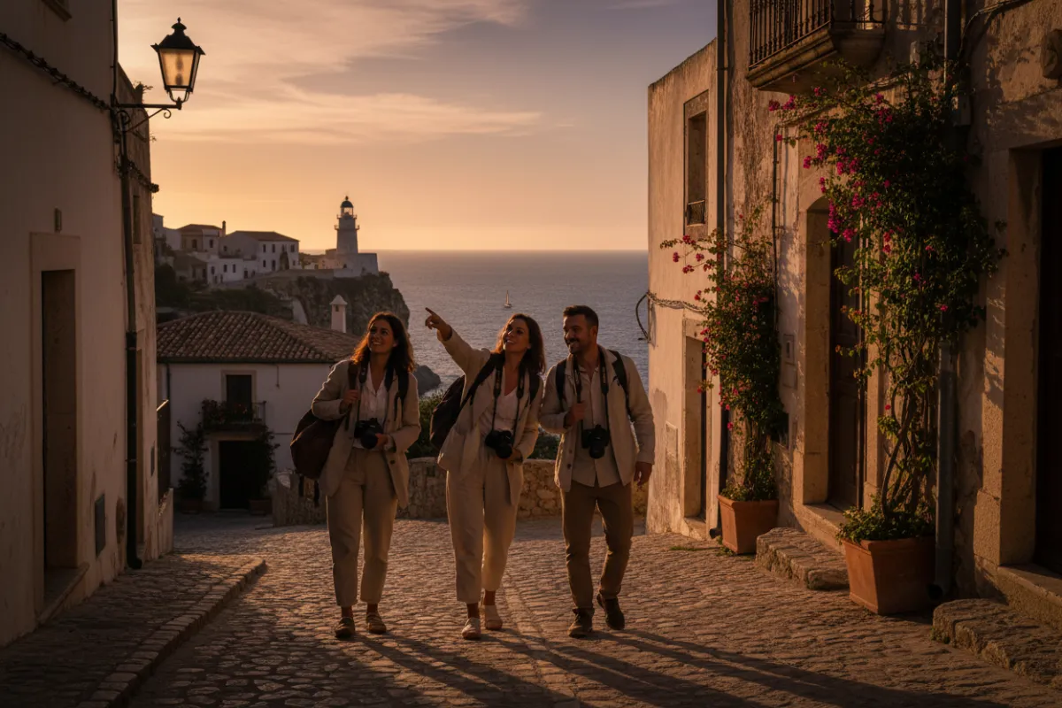 Vintage-style luxury travel scene