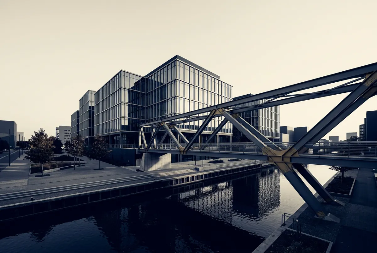 Architectural bridge span symbolizing transitional commercial lending