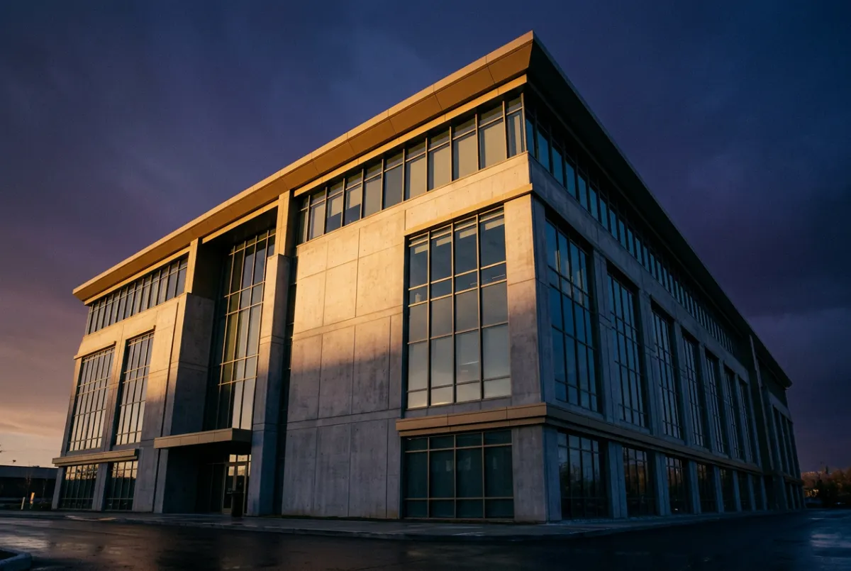 Corporate glass facade reflection signifying institutional refinancing structures