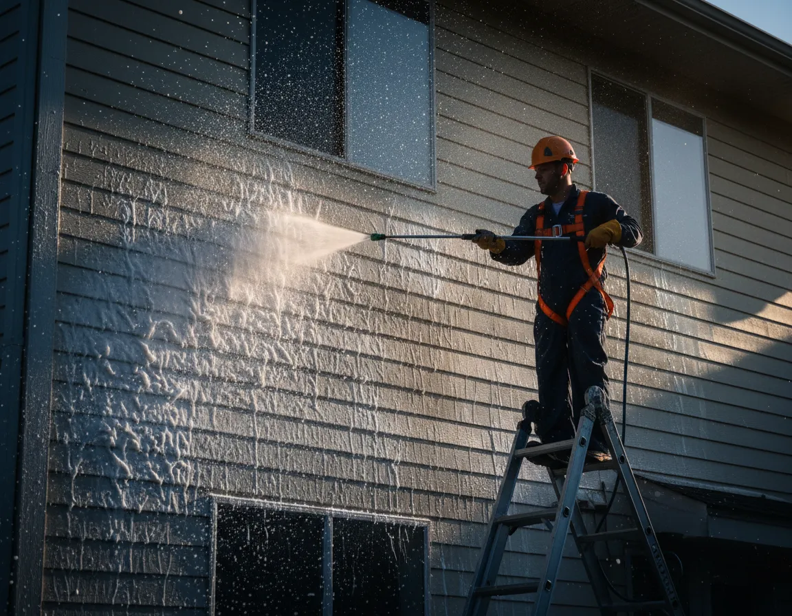 Safely soft washing a residential house