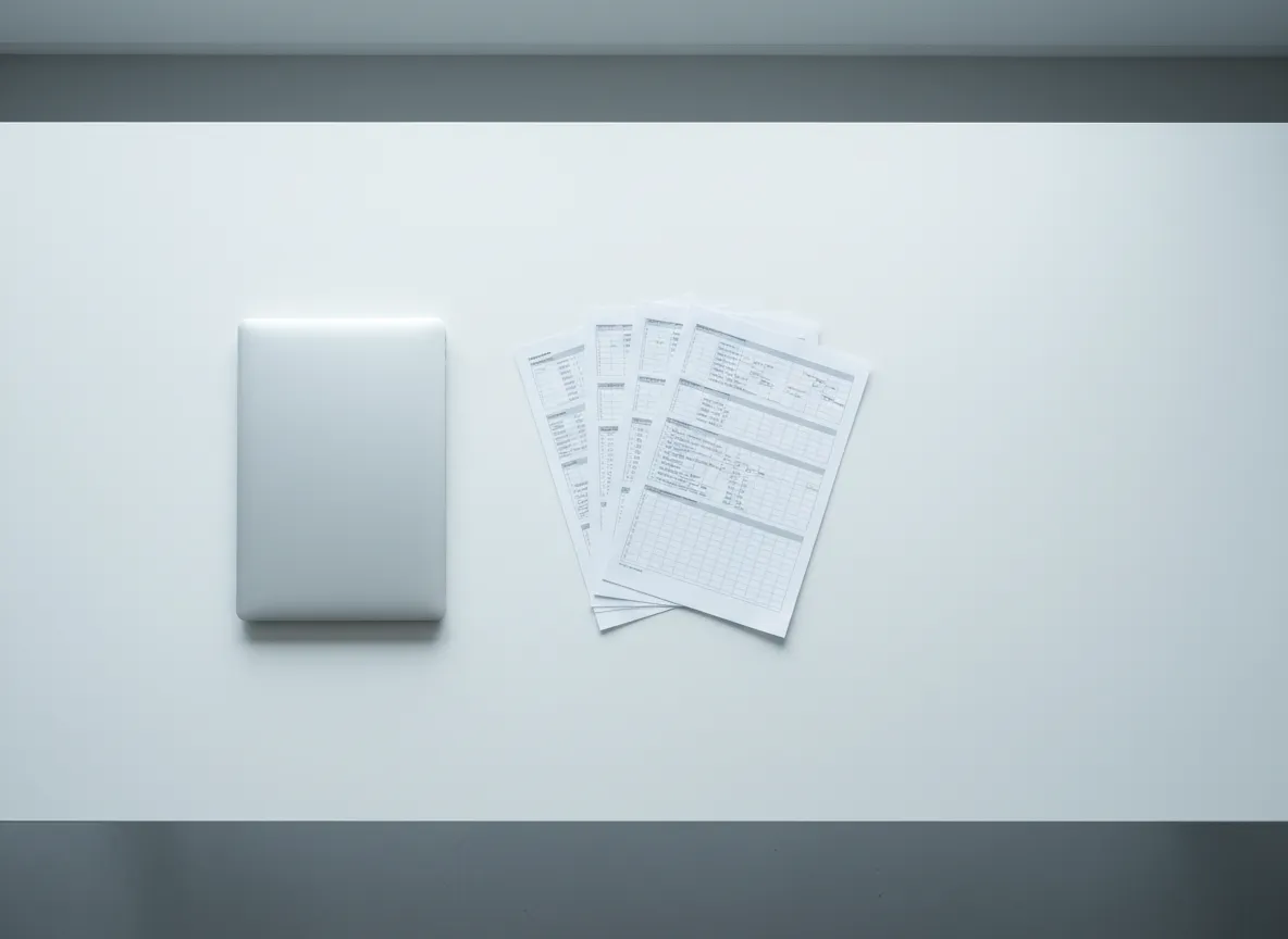 Clean financial documents and structured reports on an institutional desk