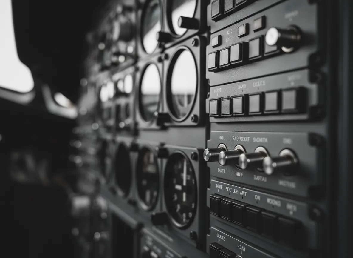 Minimal aviation cockpit instruments with neutral tones