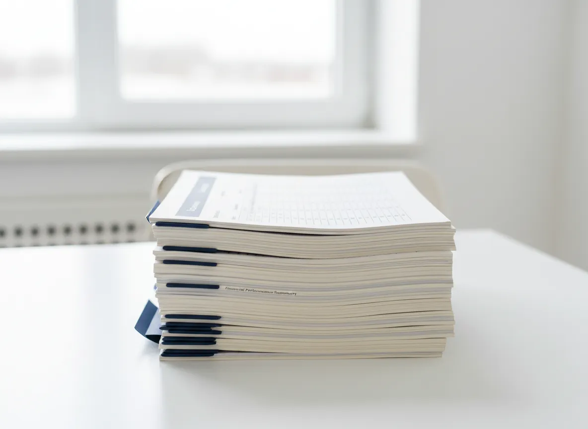 Organized quarterly reports and structured financial documents