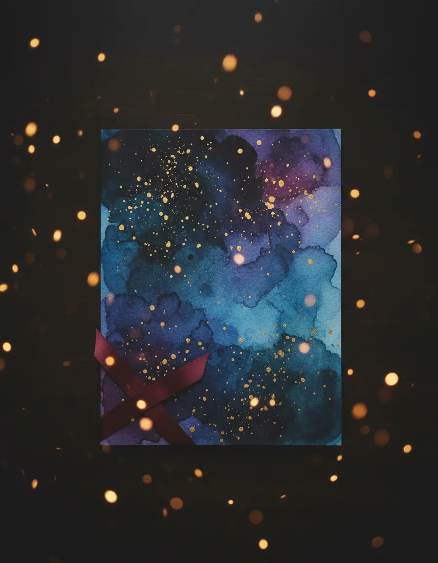 Midnight Sparkle New Year Watercolor Card