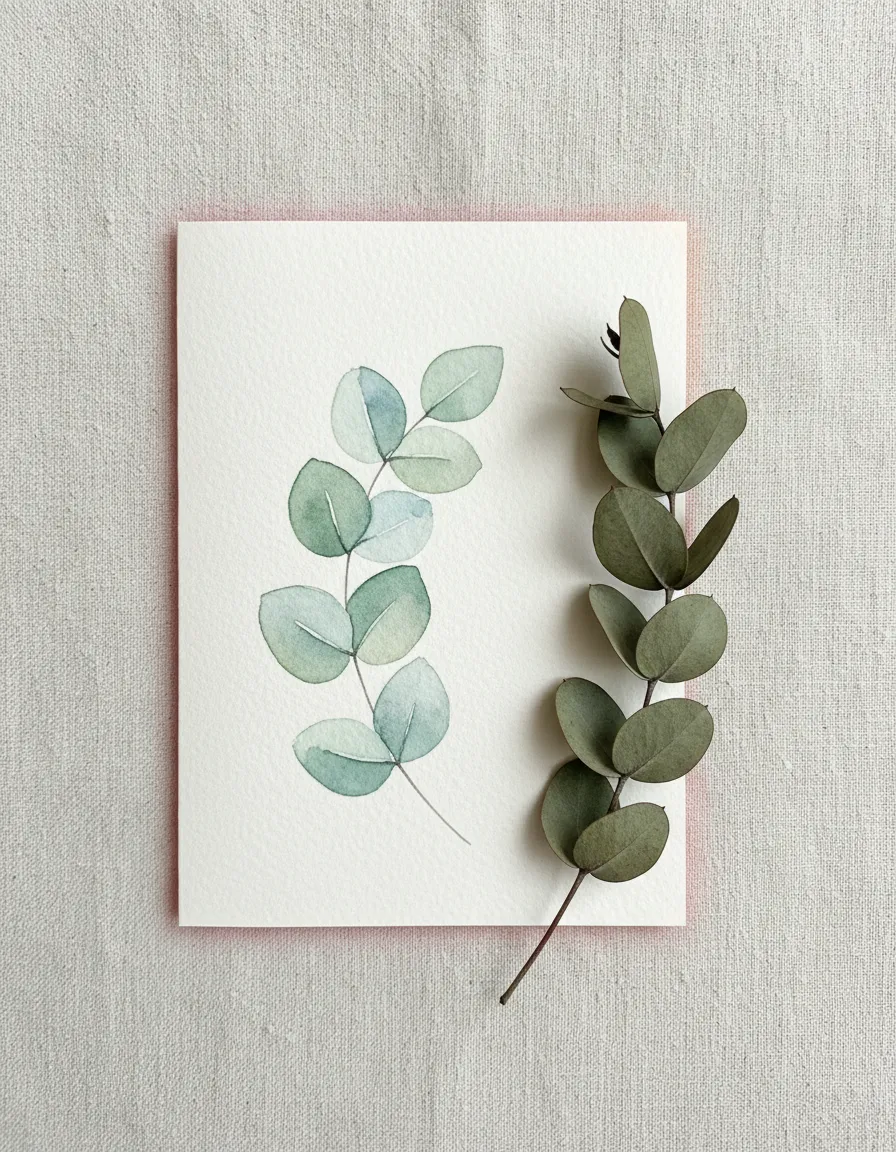 Eucalyptus Thanks Watercolor Card