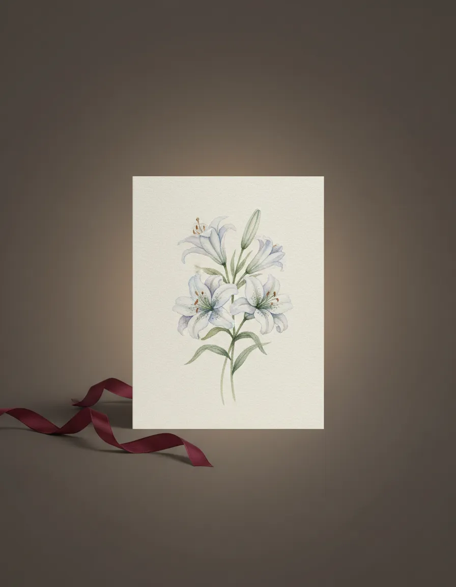 Peaceful Lily Sympathy Watercolor Card