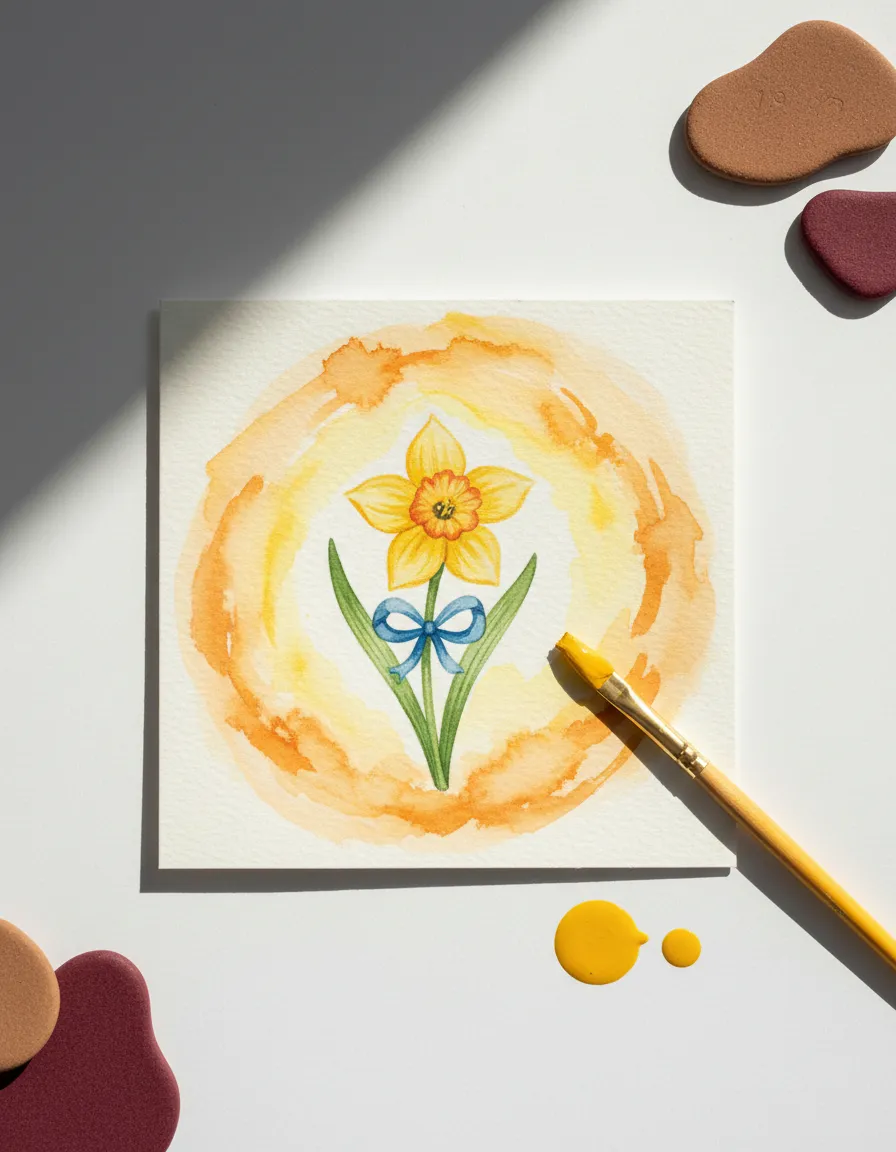 Sunny Daffodil Get Well Watercolor Card