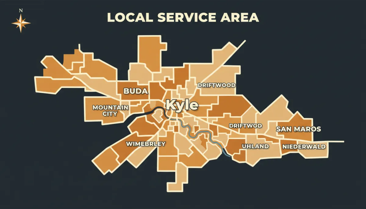 Service area map for Kyle, TX and surrounding communities