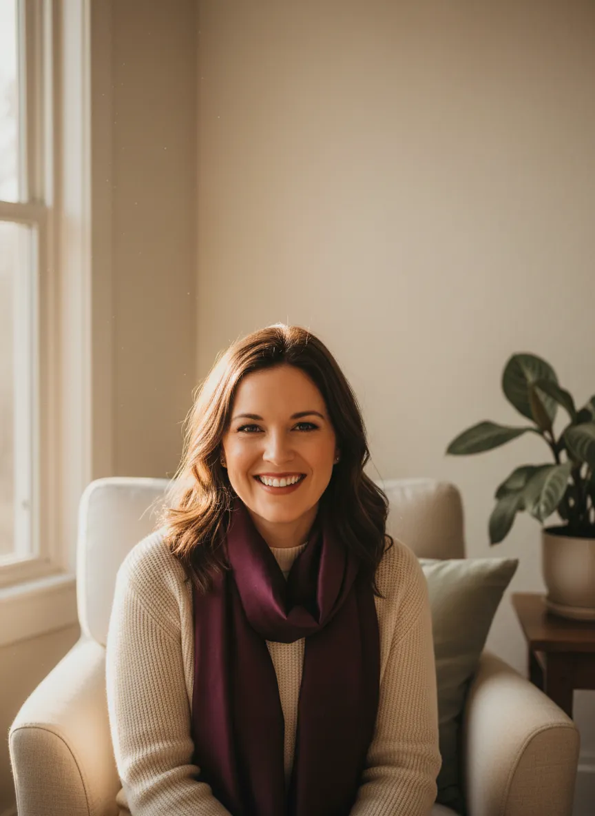 Founder of TEN & 5 Creates in a warm, relatable setting