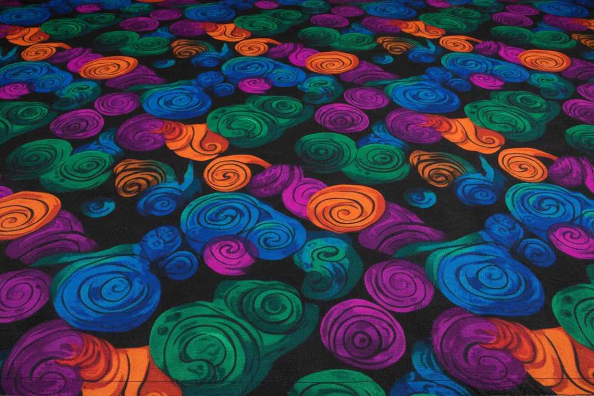 Large-format printed banner with bright colors