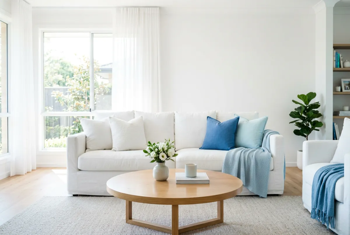 Immaculate residential living room cleaned by professional housekeepers