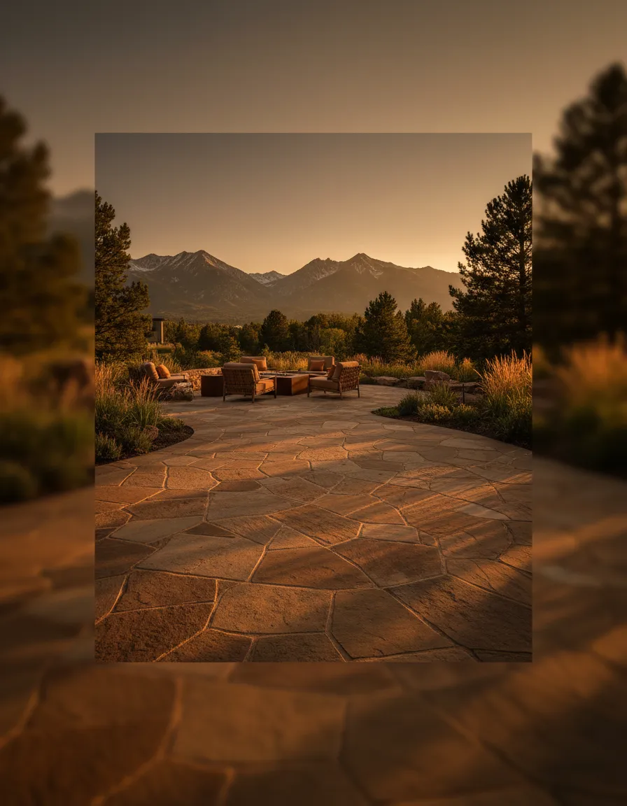 Custom paver patio design in a mountain modern Colorado backyard