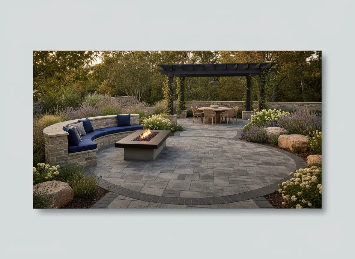 Completed paver patio and outdoor living space