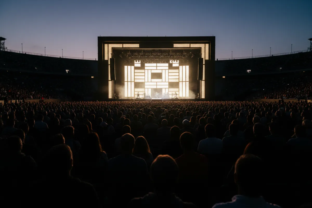 Audience in silhouette against a lit stage