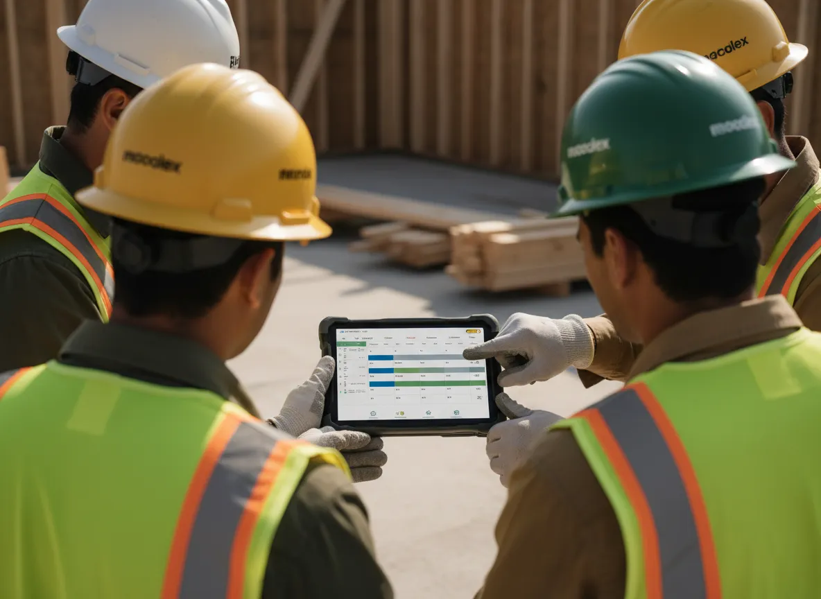 Construction team using shared schedule and tasks