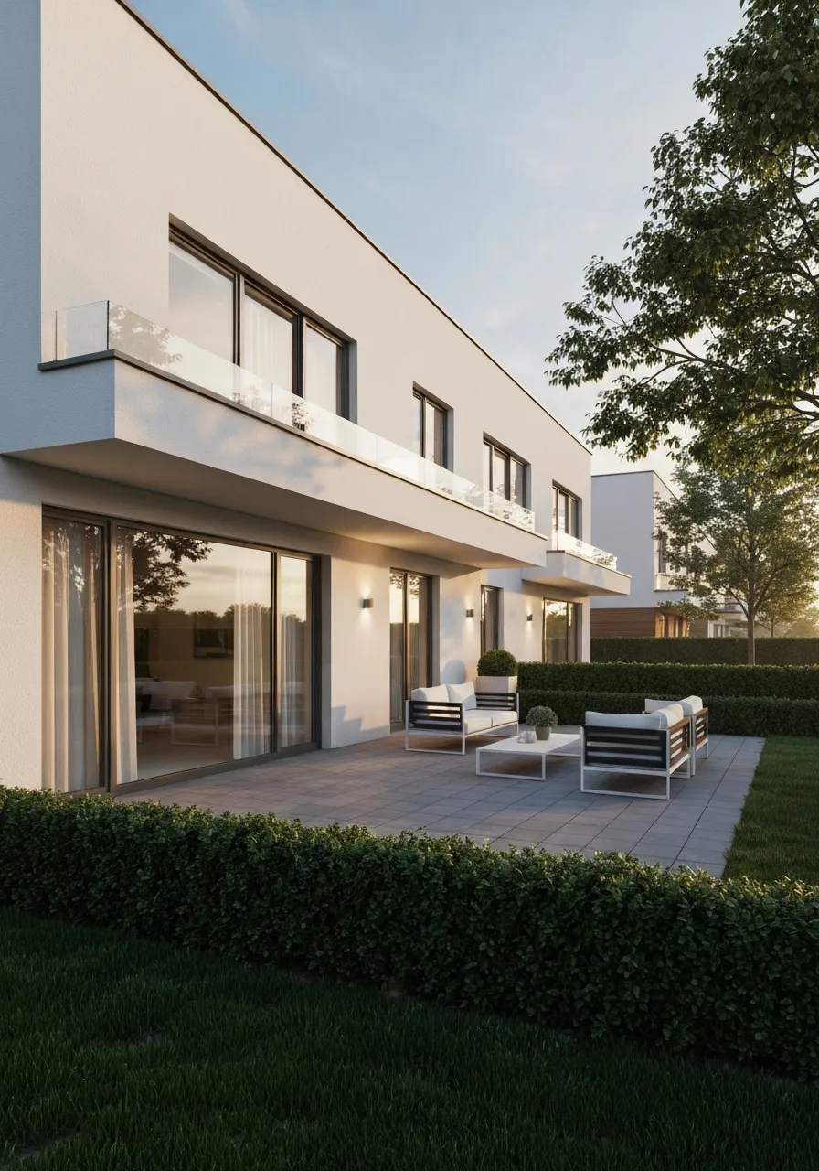 Modern organized polished home with a clean backyard patio