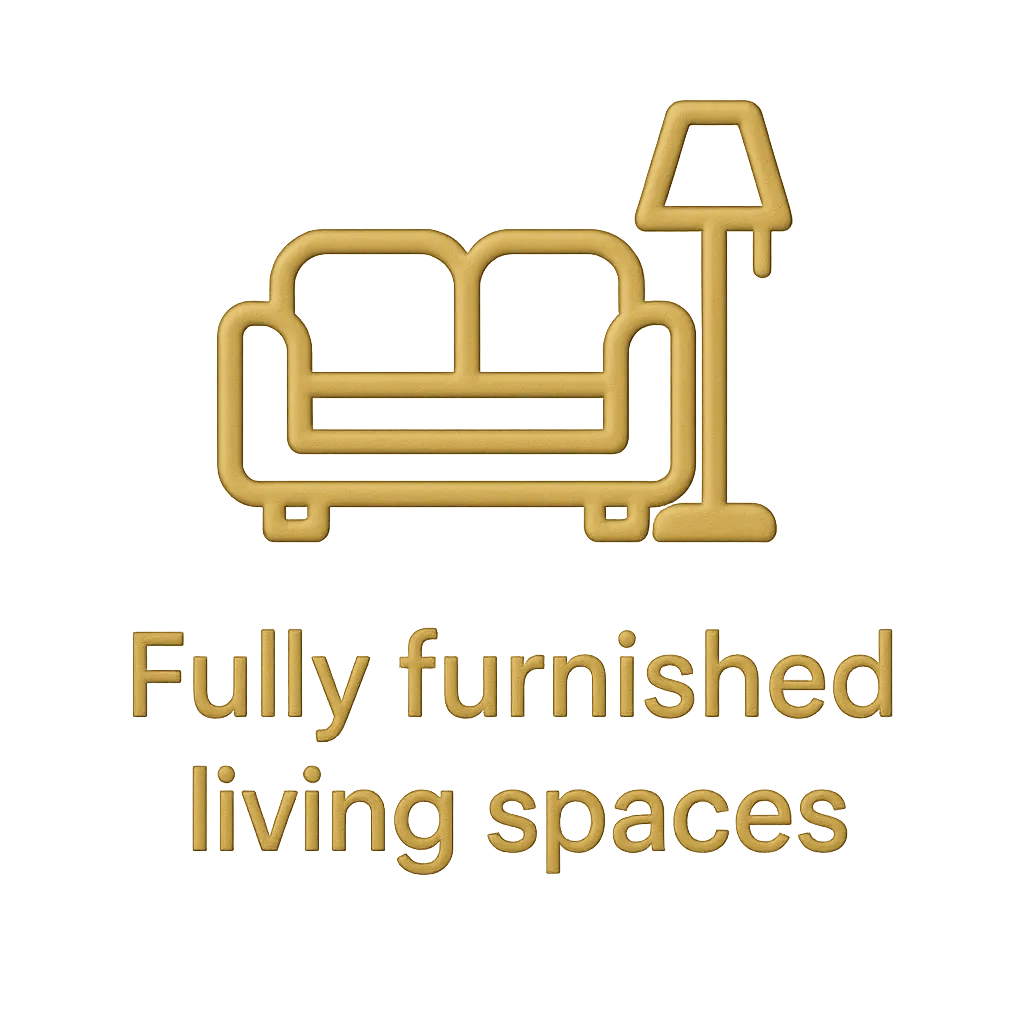 Gold icon for Fully furnished living spaces