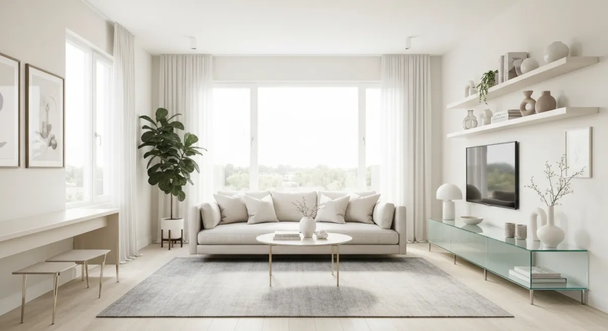 Clean, organized modern living room