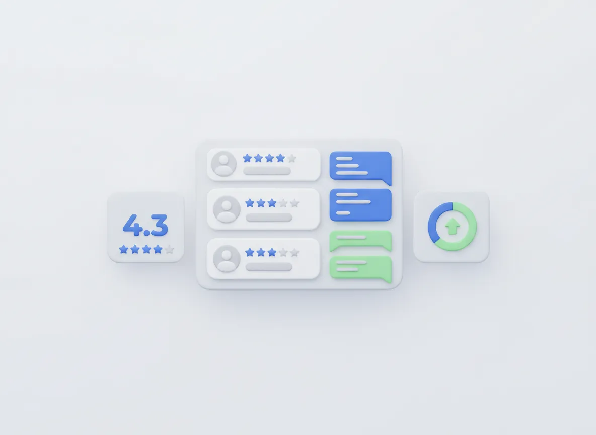 Illustration of customer reviews and rating stars