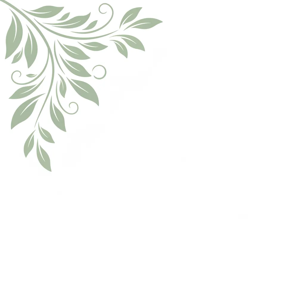 Abstract leaf flourishes in sage and muted green forming a soft background motif