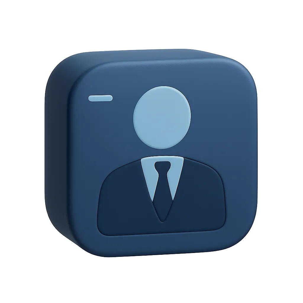 Abstract geometric graphic avatar in blue and white representing a customer