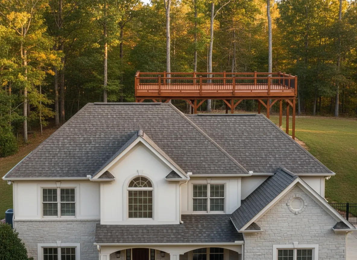 Dallas GA neighborhood home with new roof and custom deck