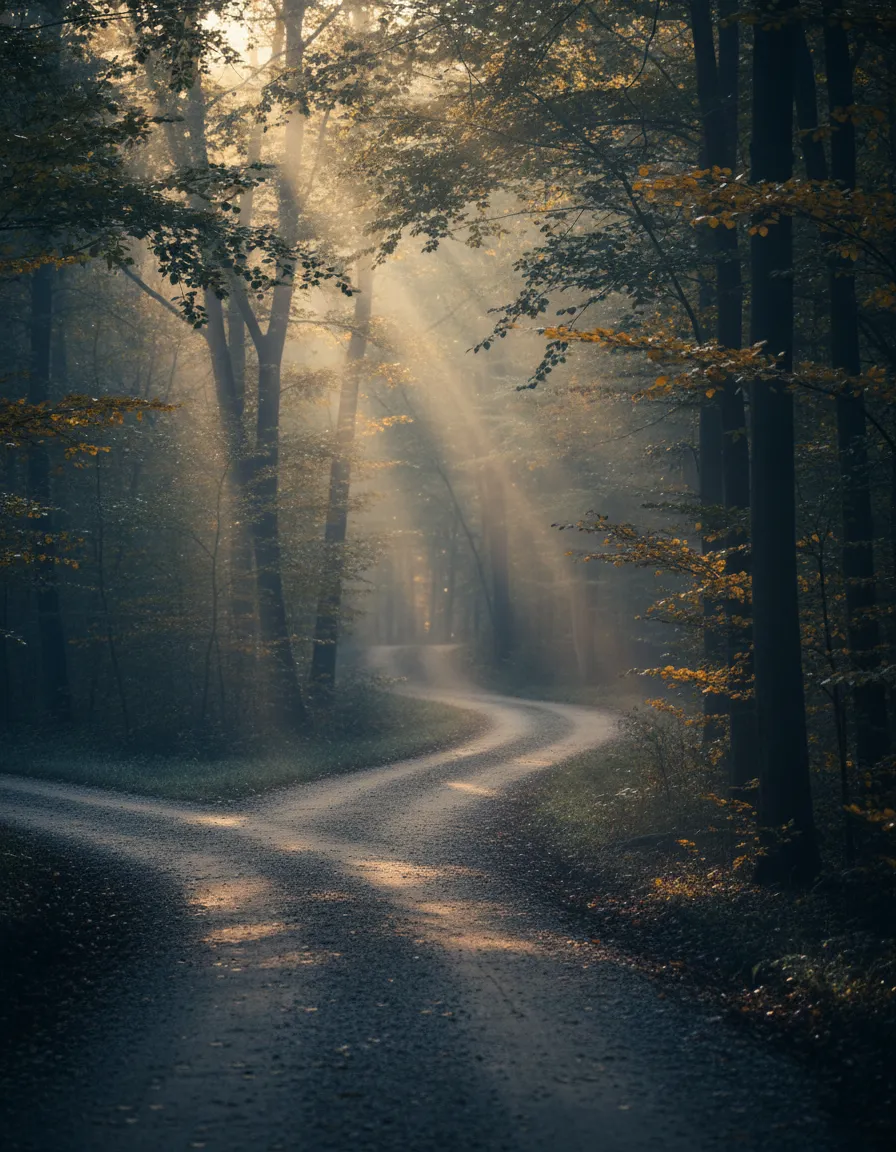 A scenic road diverging representing a fork in the road