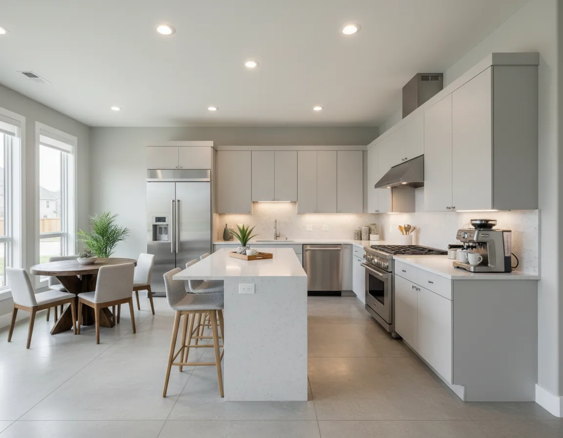 Kitchen and dining area at Eagel Rock Stays Shreveport