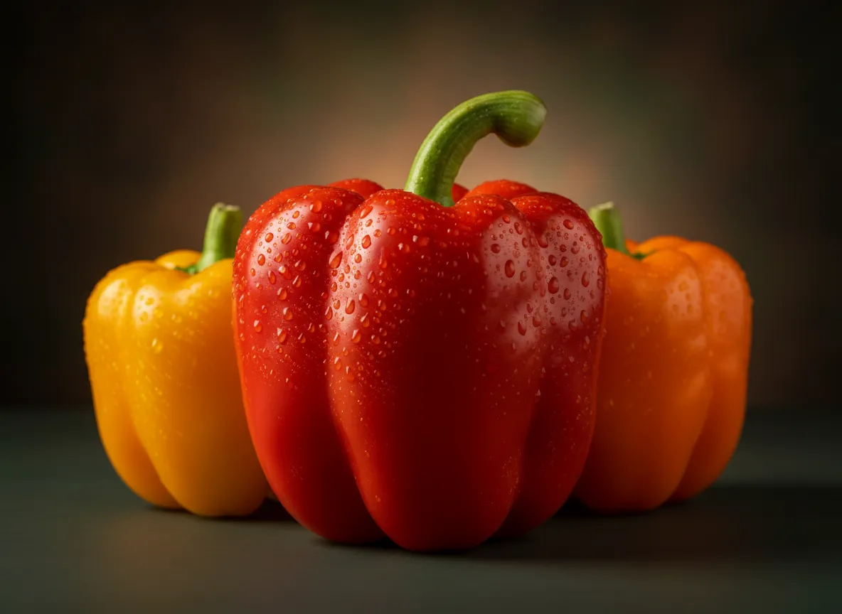 Organic bell peppers freshly harvested