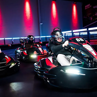 Go-karts racing action