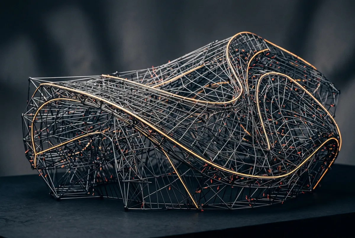 Parametric design wireframe model and structural stress lines