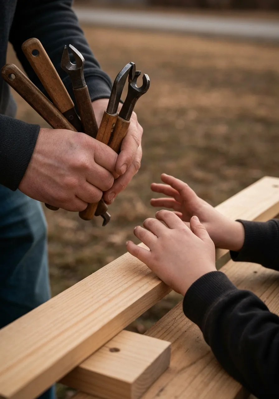 Close-up documentary photography of hands and tools showcasing effort and discipline