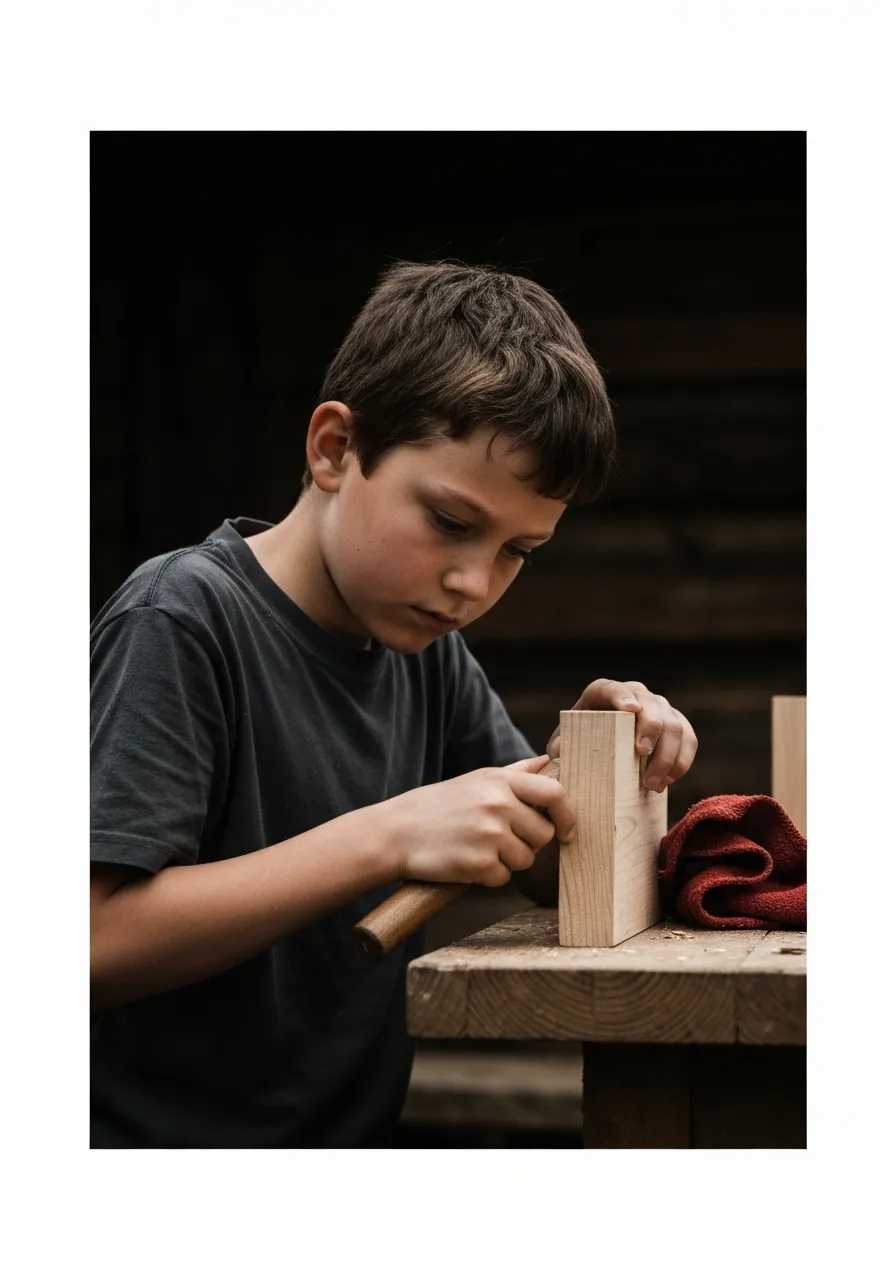 Documentary-style portrait of a boy contributing honest work