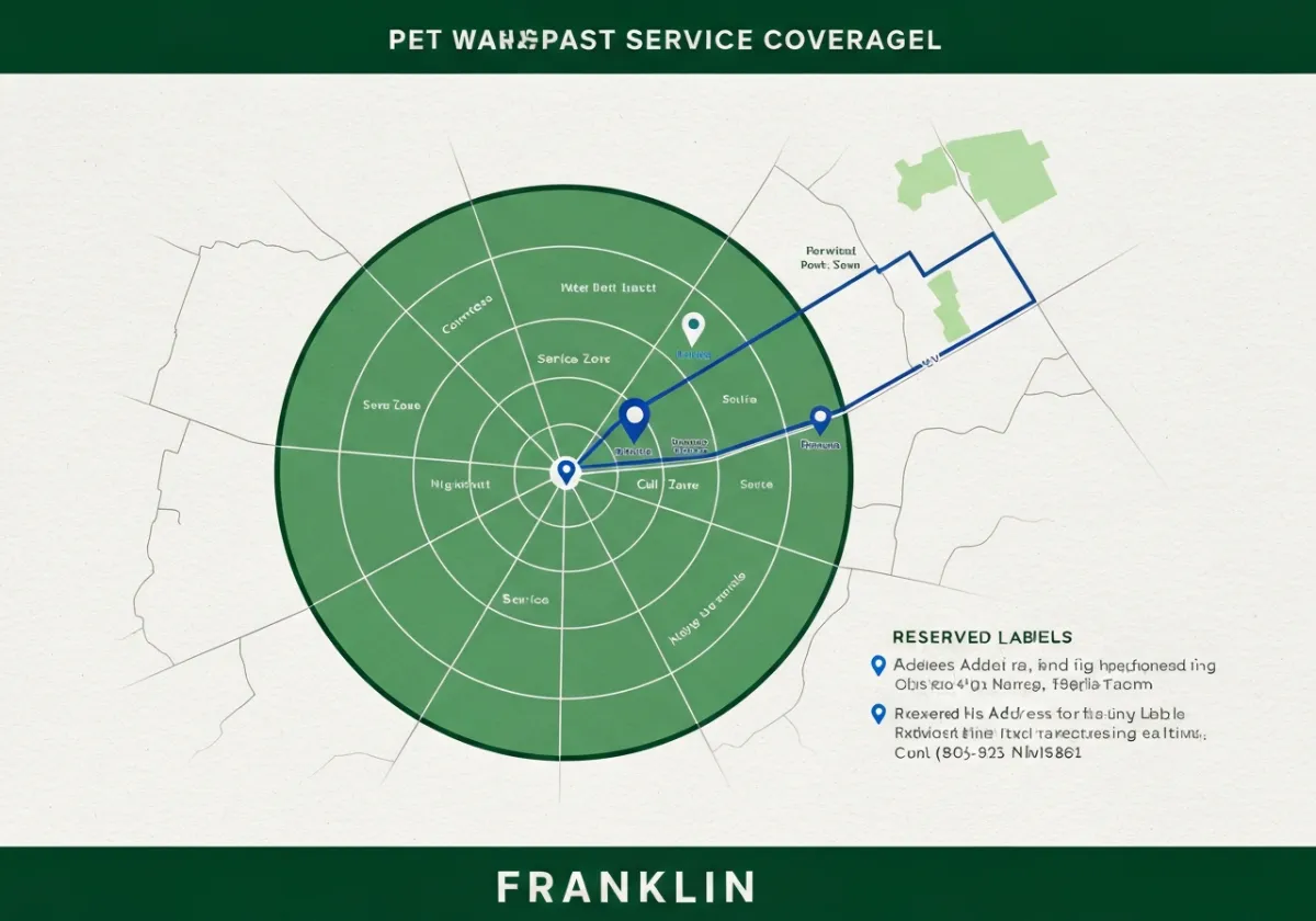 Franklin Service Area Map showing pet waste removal coverage radius