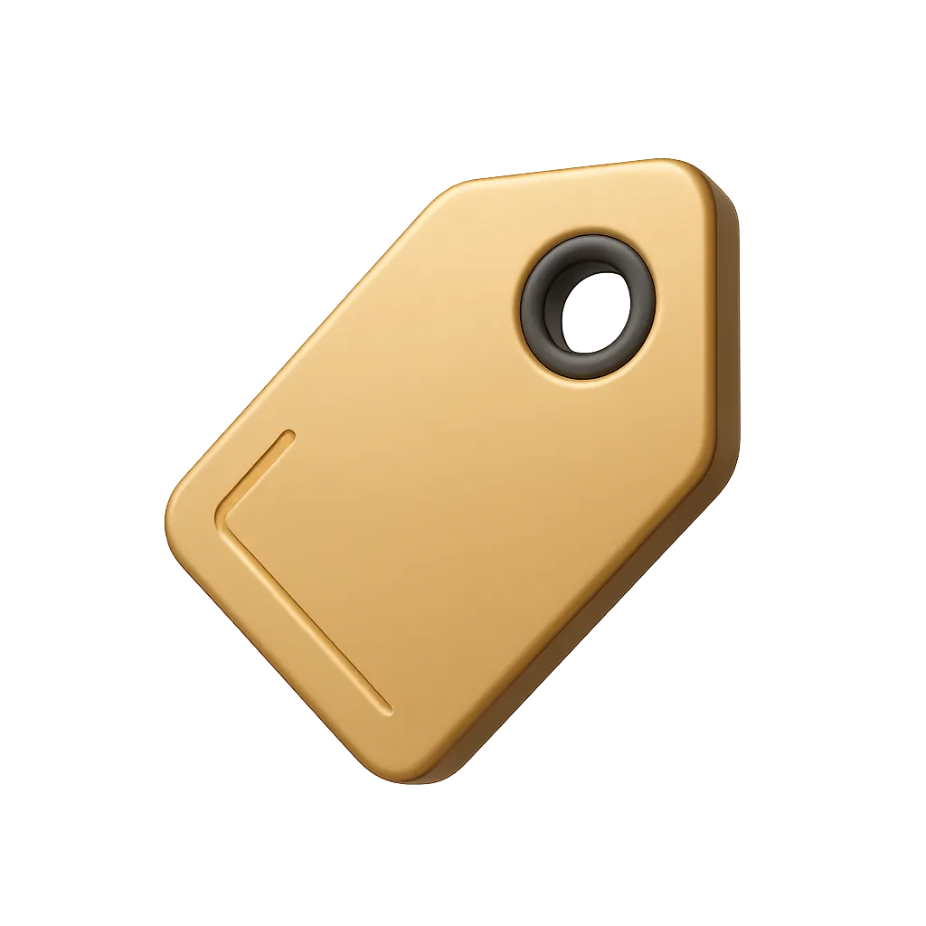 3D gold price tag icon