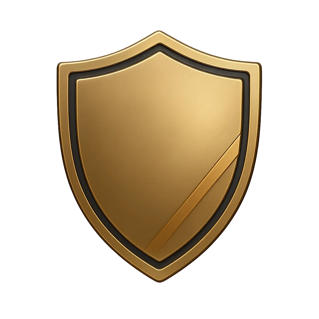 3D gold guarantee shield icon