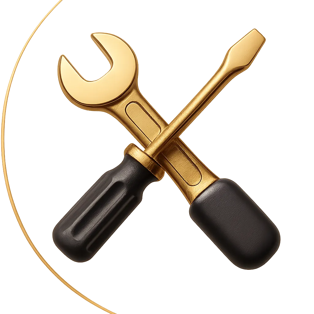 3D gold automotive tools icon