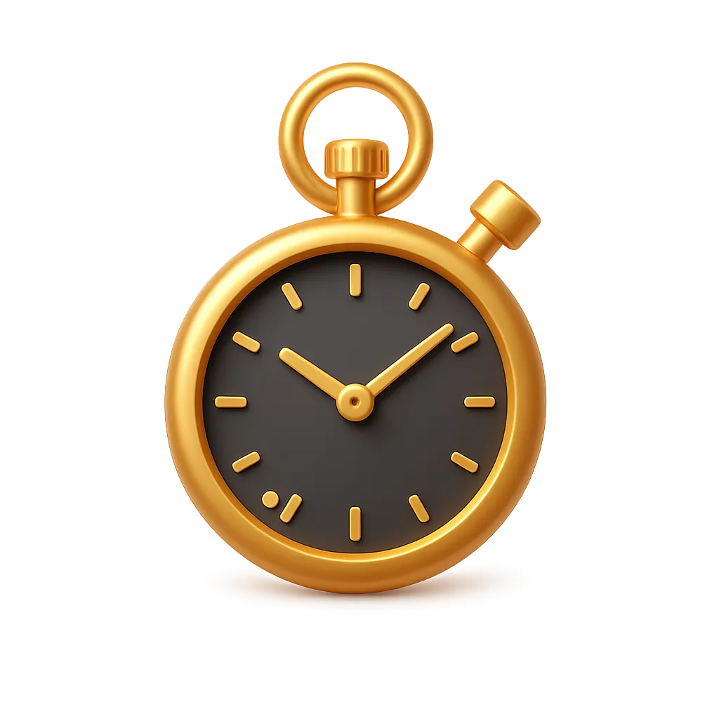 3D gold clock stopwatch icon
