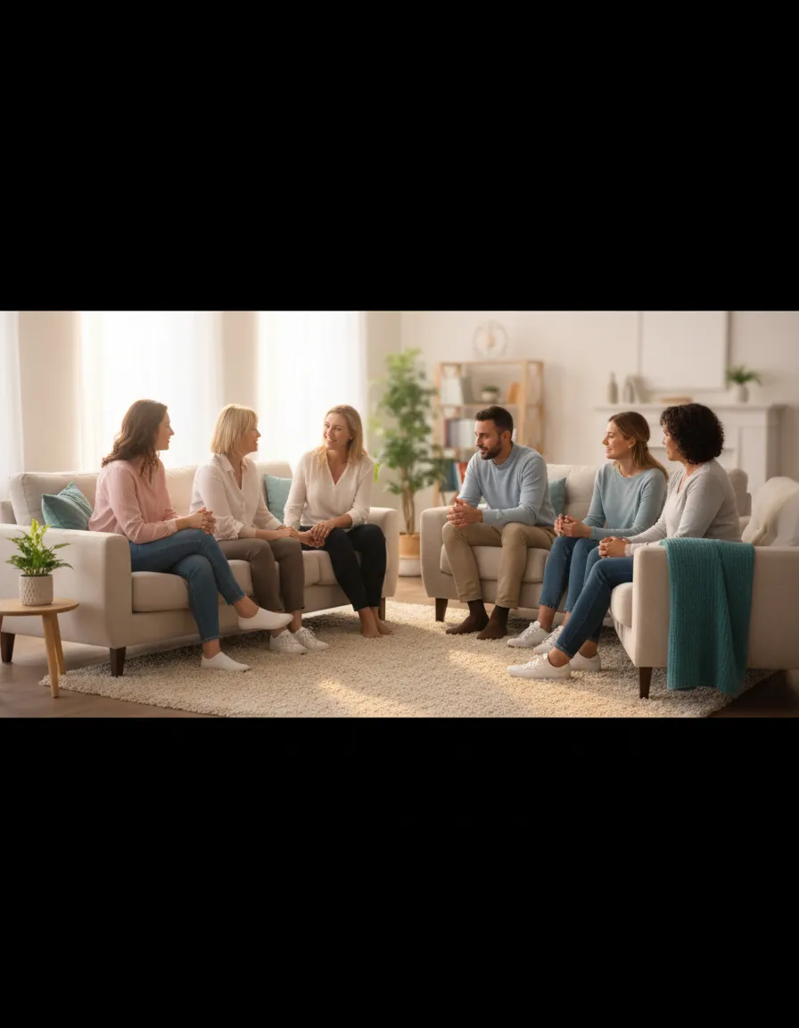 Supportive community of caregivers sharing experiences