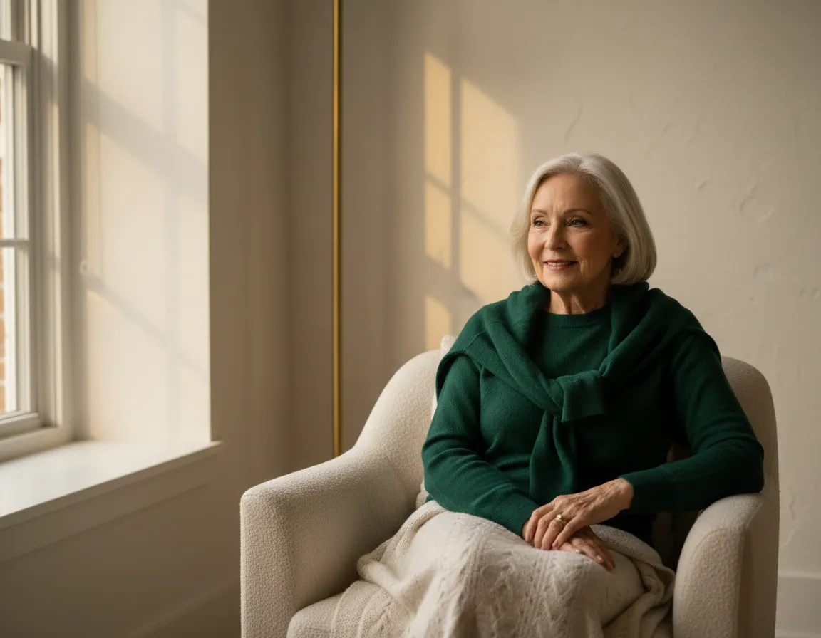 Senior parent looking peaceful and planned for the future
