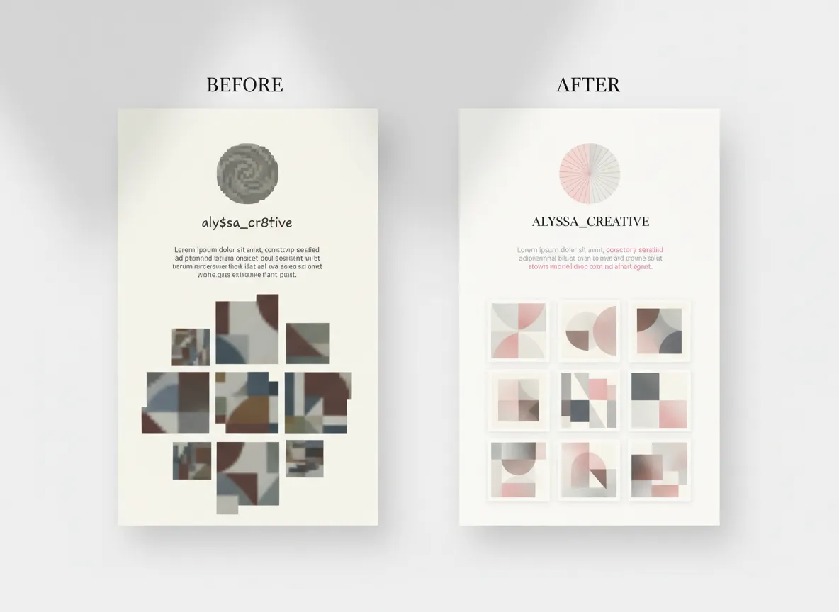 Before and after preview of a modern, clean social profile design