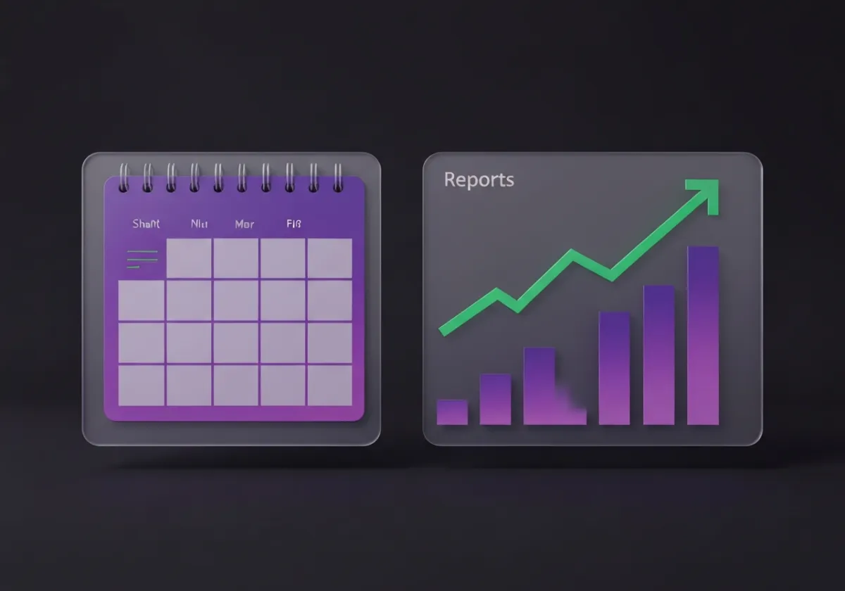 Calendar interface and comprehensive reports timeline