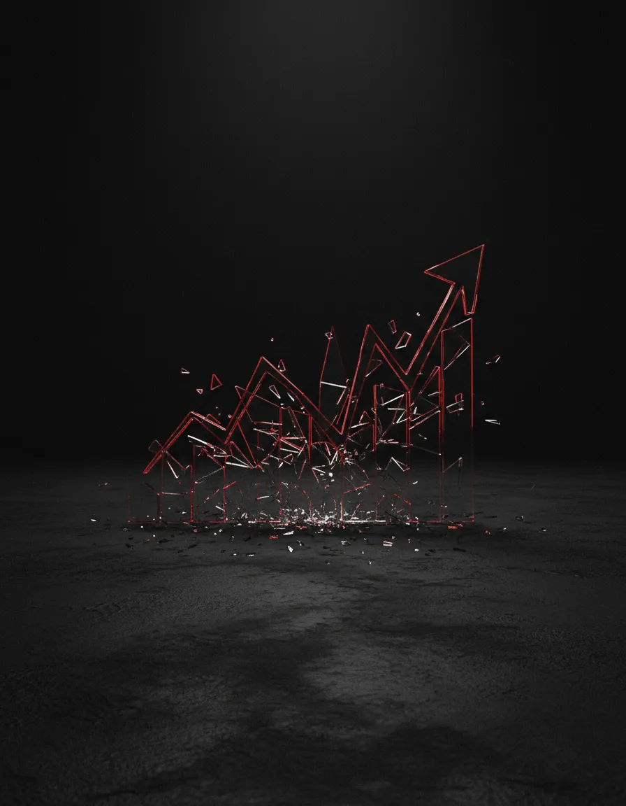 Abstract visualization of a fragmented graph and shattered marketing metrics