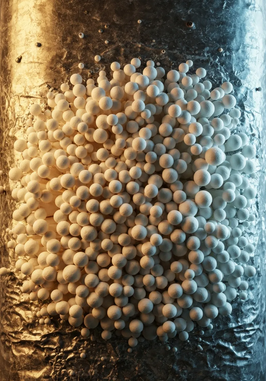 Premium mycelium growth in a sterile lab environment illuminated by cold industrial light