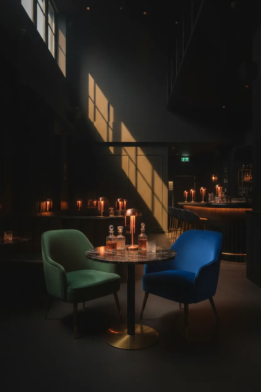 Atmospheric evening lounge seating at Flamingo